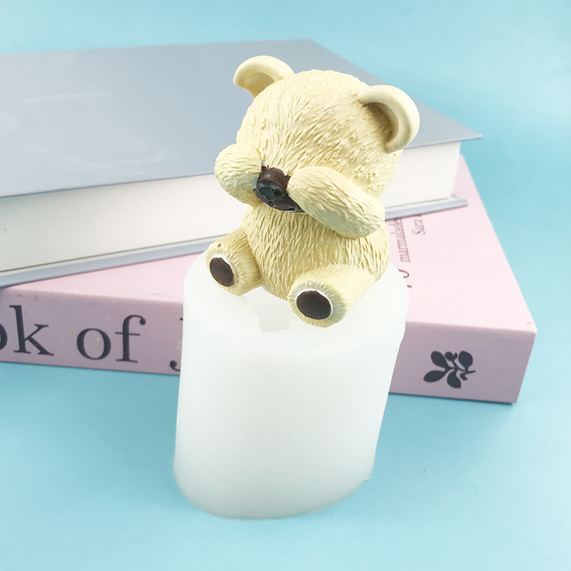 Candle Supplies Eu - Blindfolded little bear Silicone Mold DIY
