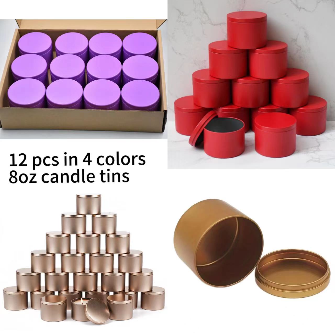 Candle Making Supplies Jars - 12pcs 4oz Metal Candle Tins with