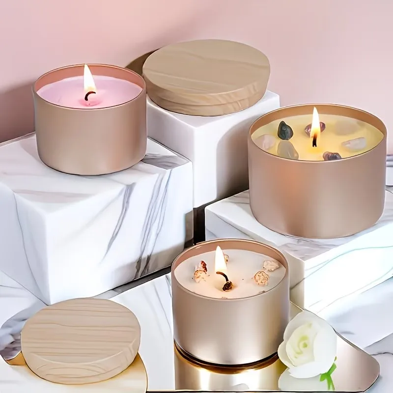 Candle Making Supplies Jars - Rose Golden Metal Candle Jars with