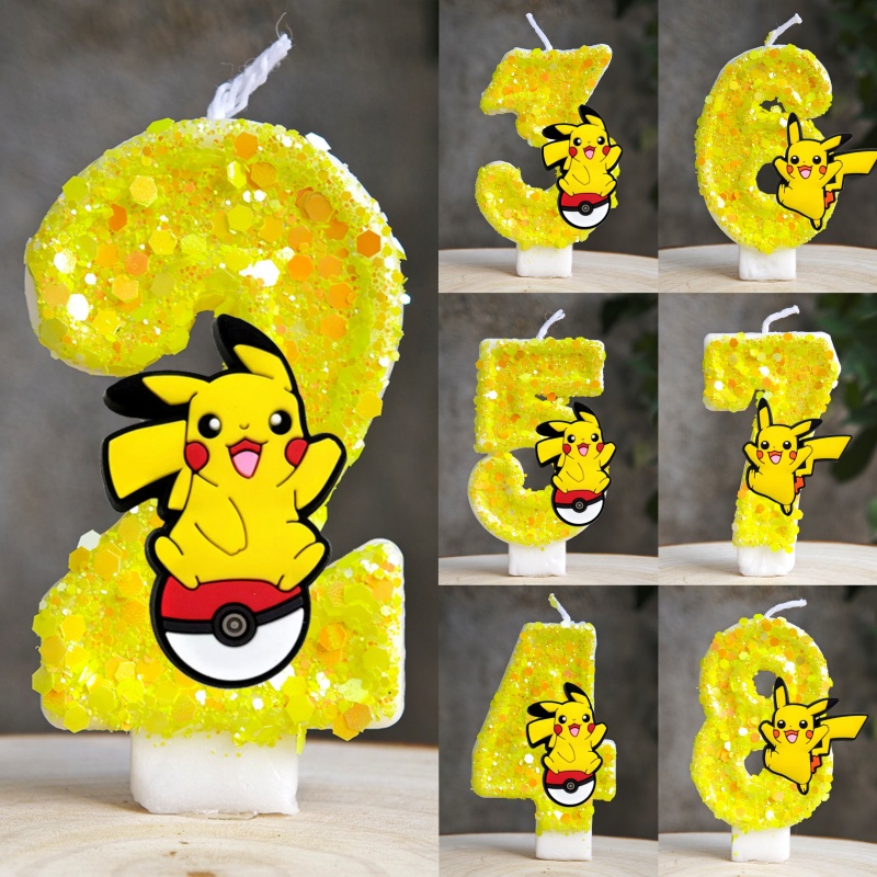 Zebra Candle Supplies - Pokemon Pikachu Candle Cartoon 0-9 Number
