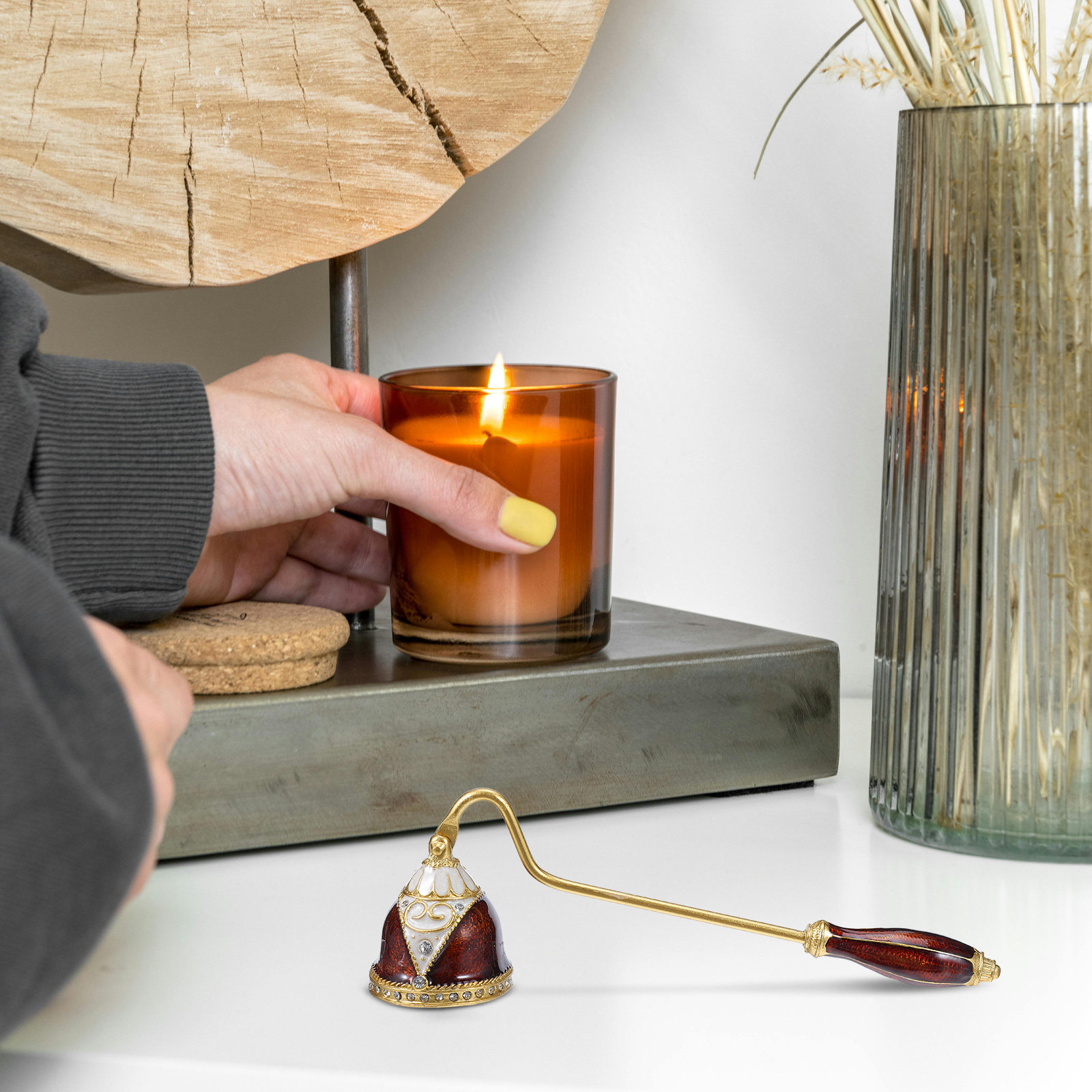 Enamel Leaf Snuffer Vintage Eu - Wick Dipper Tool ulasan dan harga
