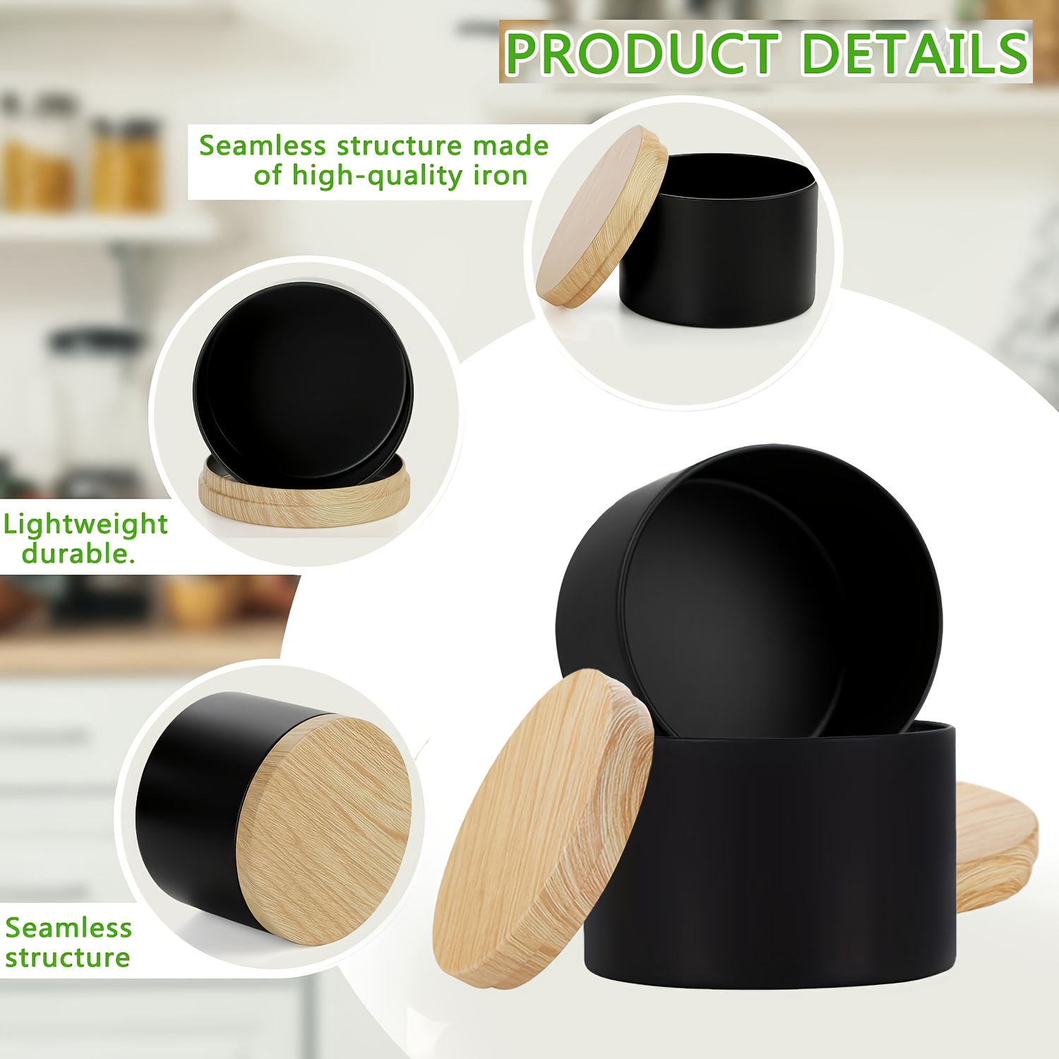 Black candle jars with wood li - Candle Making Supplies Jars ulasan dan harga