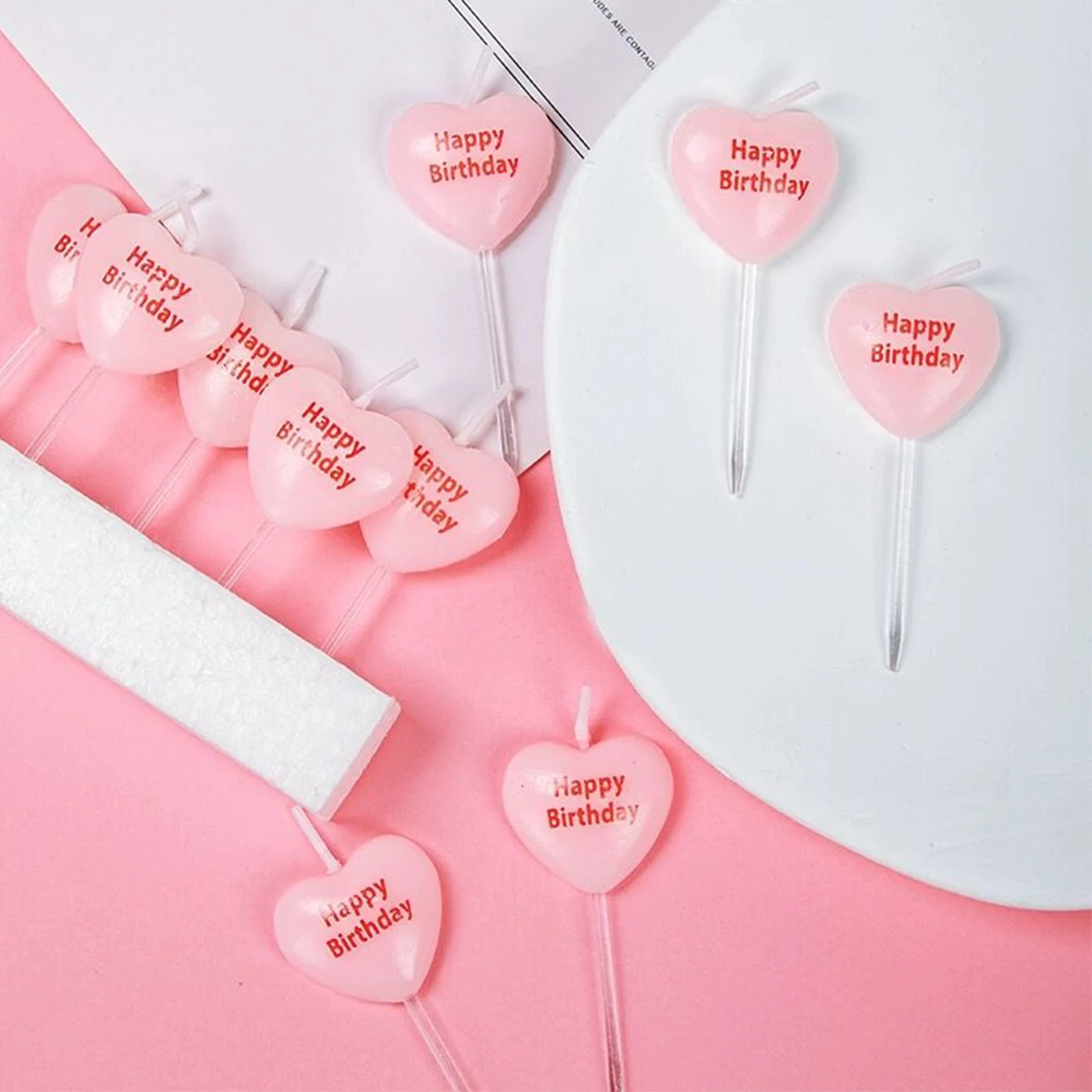 5pcs Cute Heart Shaped Birthda - Zebra Candle Supplies ulasan dan harga